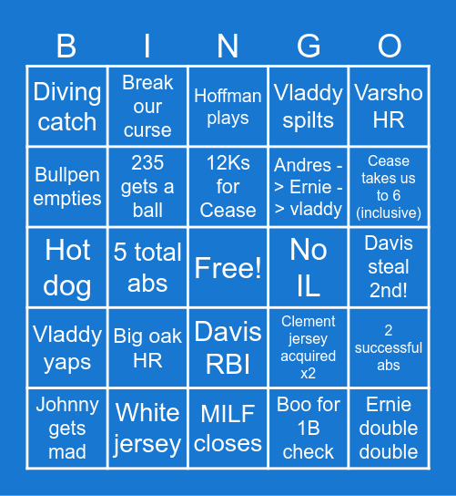 Ernest day bingo Card