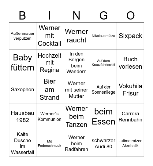 Werner Bingo Card