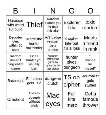 Rank Bingo Card