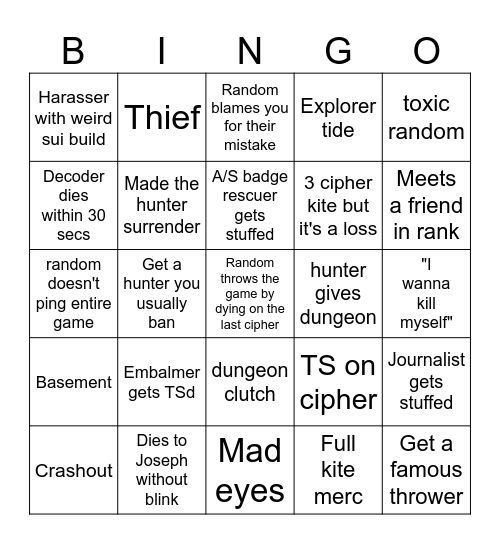 Rank Bingo Card