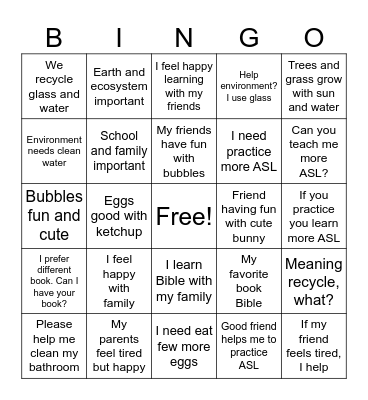 ASL Bingo Card