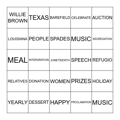 JUNETEENTH BINGO Card