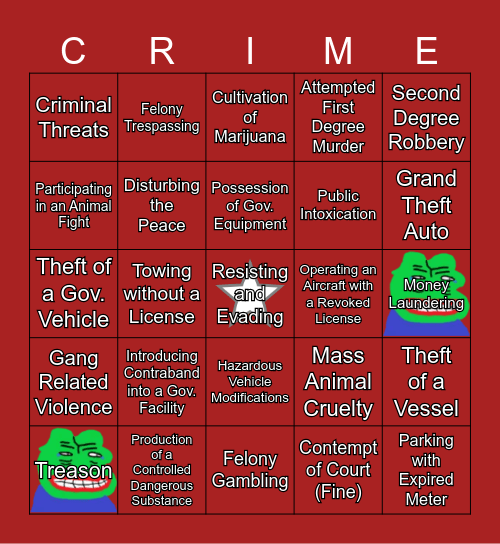 Wolfpack Crime-athon Bingo Card