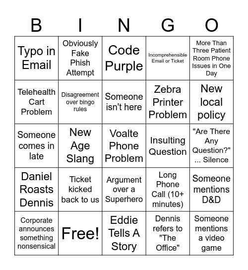 North MS IT Bingo Card
