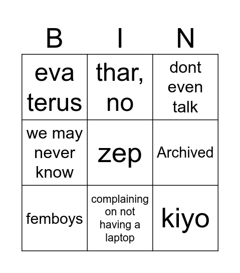 Ghazza Bingo Card