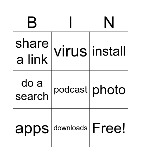 Digital Life Bingo Card