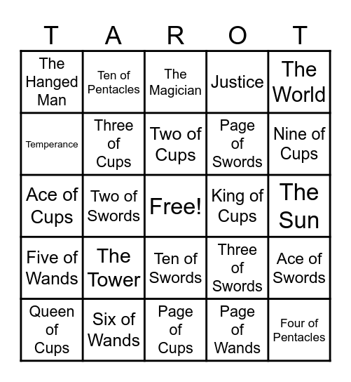 Tarot Bingo Card