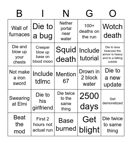 7 hours of pain bingo Card