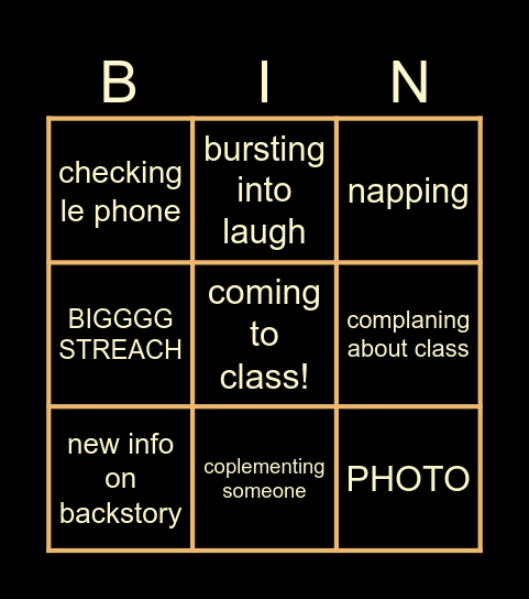 class Bingo Card
