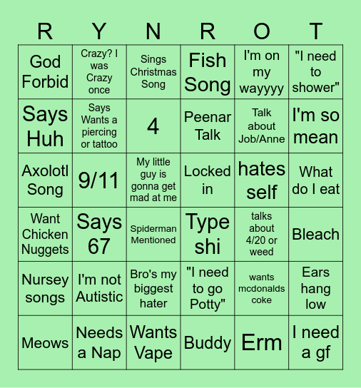 Ryn Bingo Card