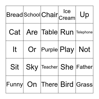 Level 1 Words (3) Bingo Card