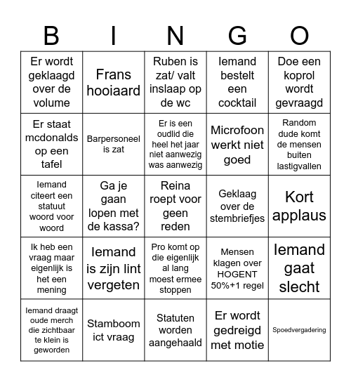 Verkiezingen Bingo Card