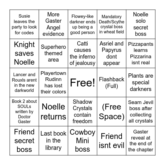 Chapter 5 Bingo Card