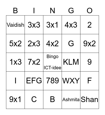 ICT-idee     Tafels van 1 t/m 10 Bingo Card