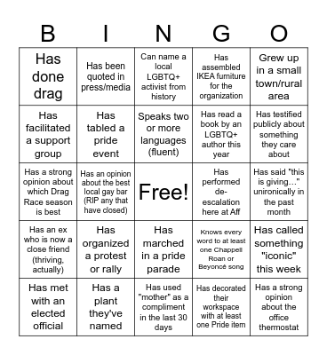 Queer Bingo Card