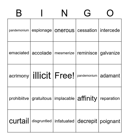 Untitled Bingo Card
