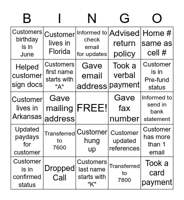 One Click Cash  Bingo Card