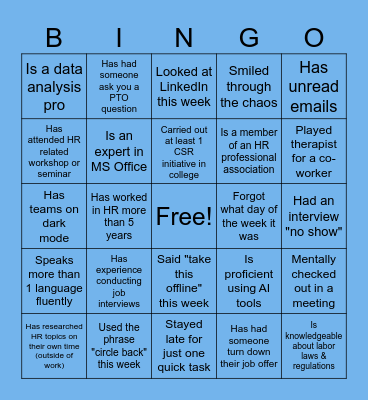 People Team Bingo Card