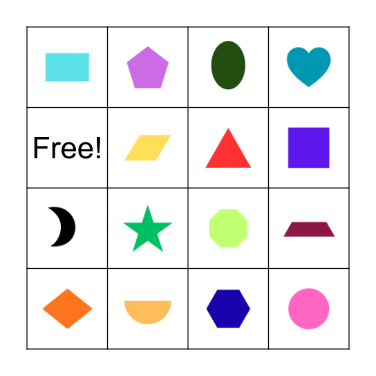 Shapes Bingo Card