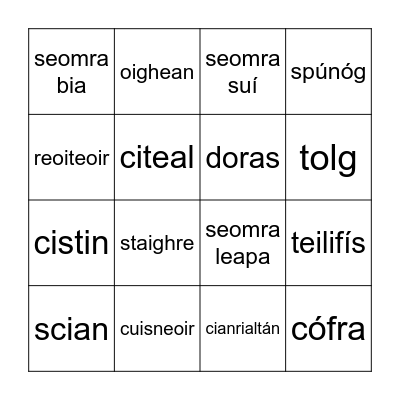 Sa Bhaile Bingo Card