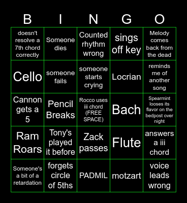 AP theory exam Bingo Card
