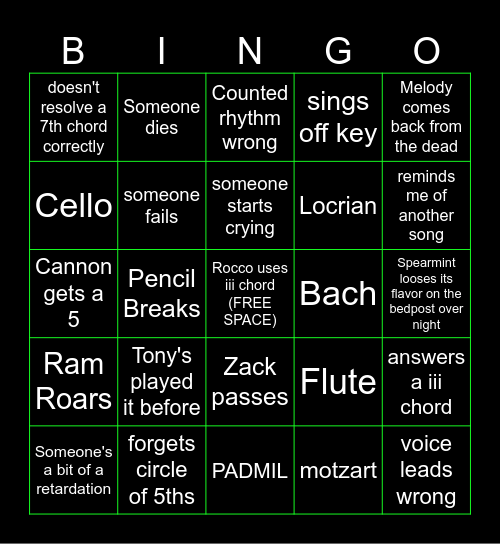 AP theory exam Bingo Card