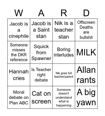 BBBC WARD ARC 15 pt. 2 Bingo Card