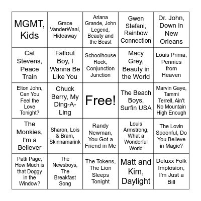Round 1: Kids Bingo Card