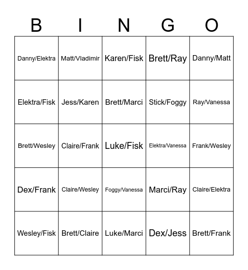 DD Crackship/Rarepair Bingo Card