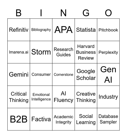Business Research Bingo Card
