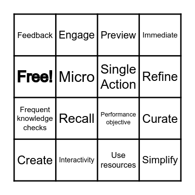 Microlearning Bingo Card
