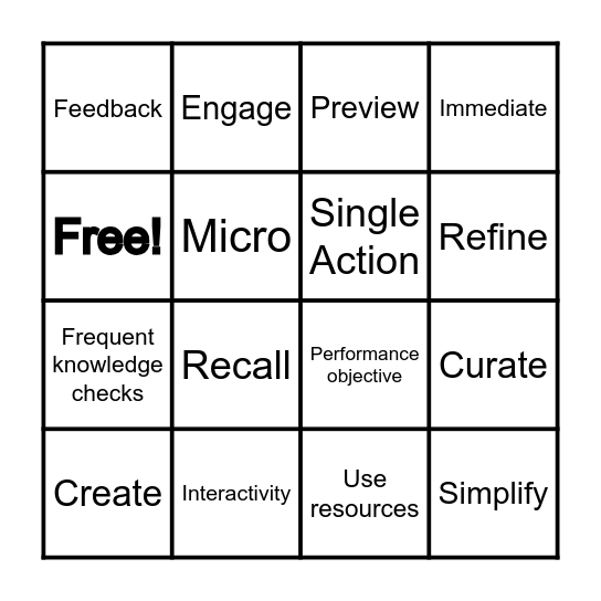 Microlearning Bingo Card