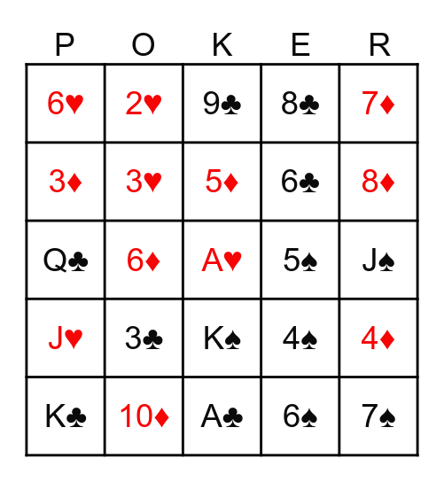 Pokeno Bingo Card