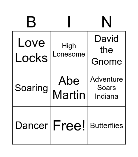 Nashville 3 in a Row Bingo Card