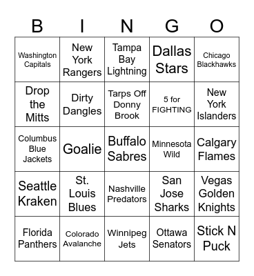 HOCKEY BONGO Bingo Card