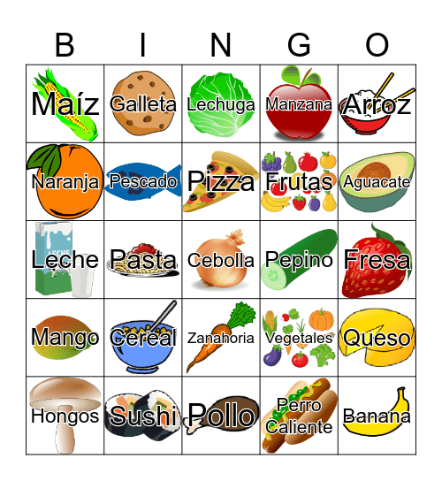 CCHS--Spanish 1, Unit 4 La Comida Bingo Card