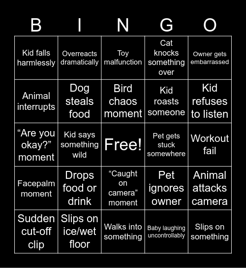 Chrono Hearth's Master Fail Video React Bingo Card 1 Bingo Card