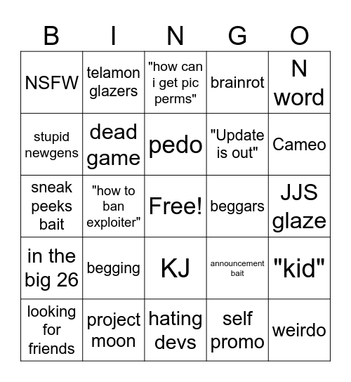 Yielding arts 2026 Bingo Card