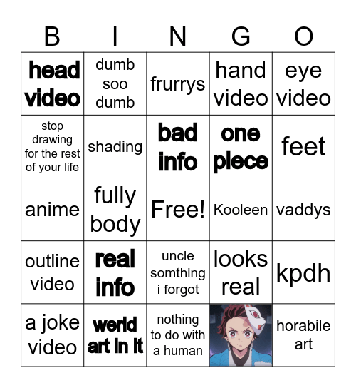 art Bingo Card