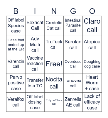 Phone Call Bingo Card