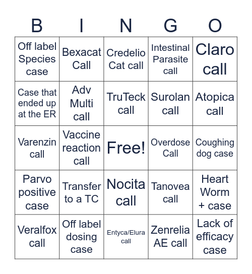 Phone Call Bingo Card