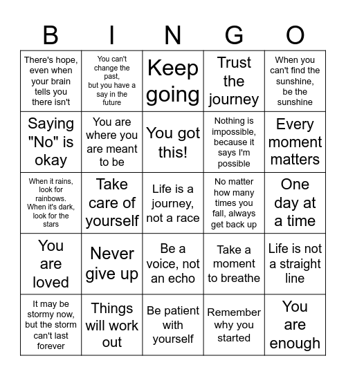 POSITIVITY Bingo Card