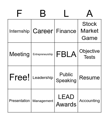 FBLA Bingo Card