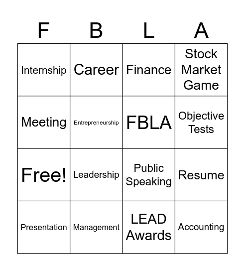 FBLA Bingo Card