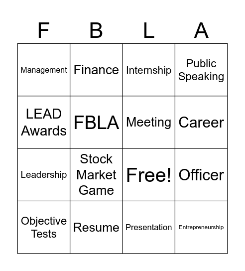 FBLA Bingo Card