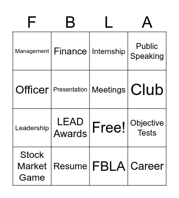 FBLA Bingo Card