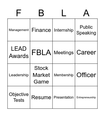 FBLA Bingo Card