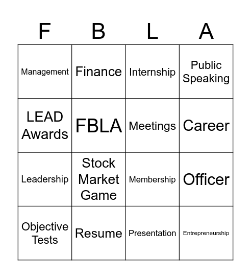 FBLA Bingo Card