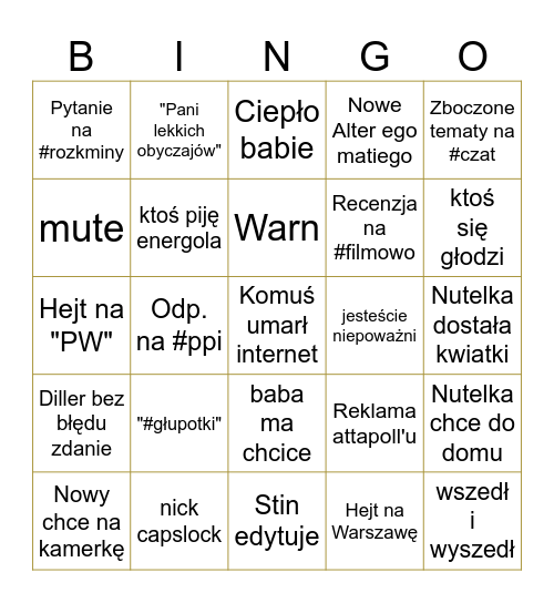 Miodowe bingo 28.04 Bingo Card