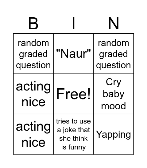 Mrs Maram Bingo Card